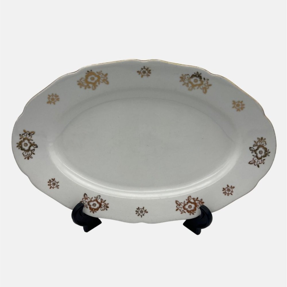 Rudolf Kampf Grunlas Czechoslovakia Porcelain Serving Platter 13" Crown Mark